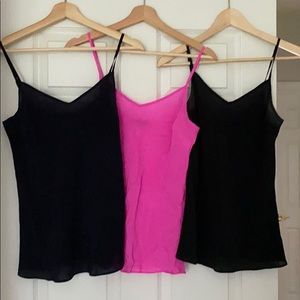 (3) XS 100% silk camisoles